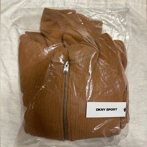 DKNY Sport rib knit full zip hoodie